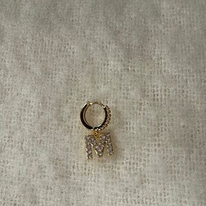 Gold Initial M Hoop Earring